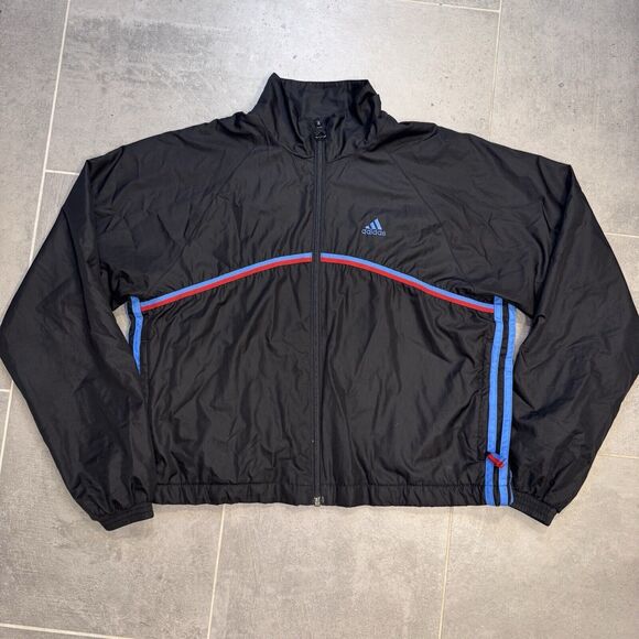 Vintage 90s Adidas Black Windbreaker Track Jacket - Women’s Medium - Picture 4 of 12